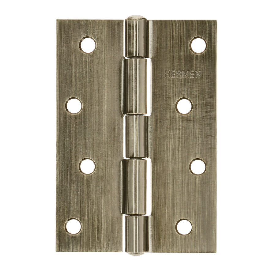 Bisagra rectangular 4' latón antiguo, Hermex Caja con 20, 46915