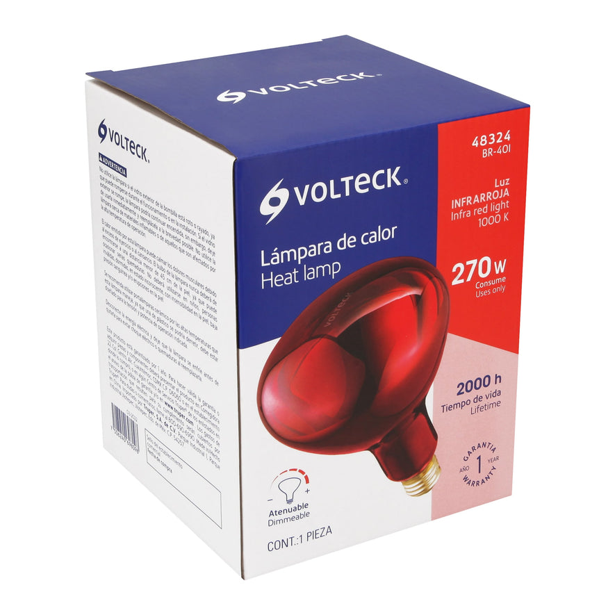 Lámpara incandescente de calor, BR40 270 Watts, rojo Caja con 4, 48324