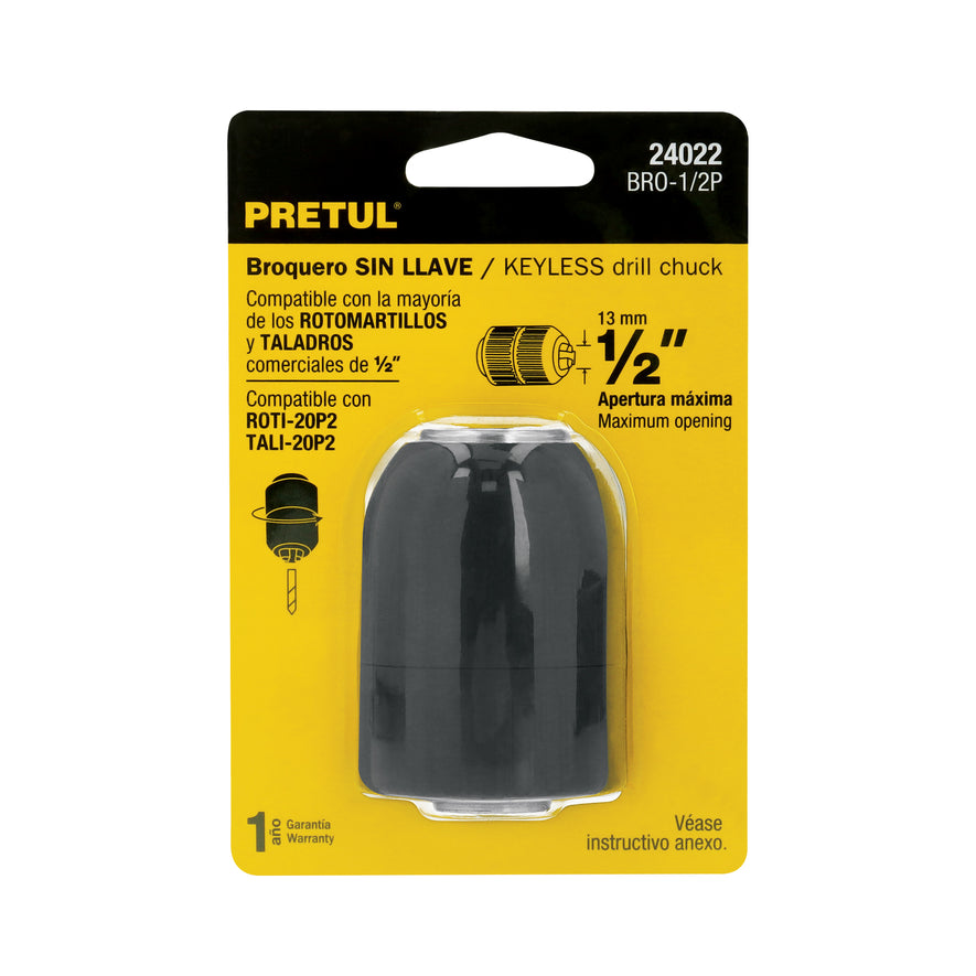 Broquero de 1/2' sin llave, PRETUL Caja con 2, 24022