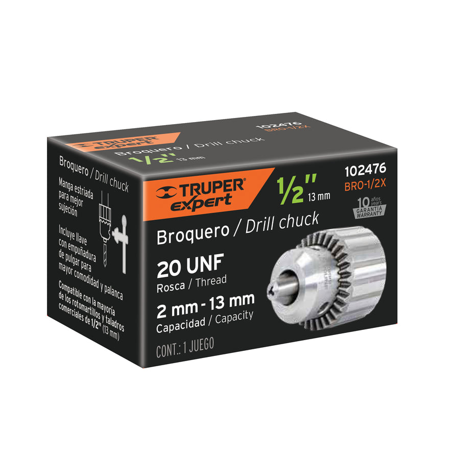 Broquero uso rudo 1/2' con llave , EXPERT Caja con 2, 102476