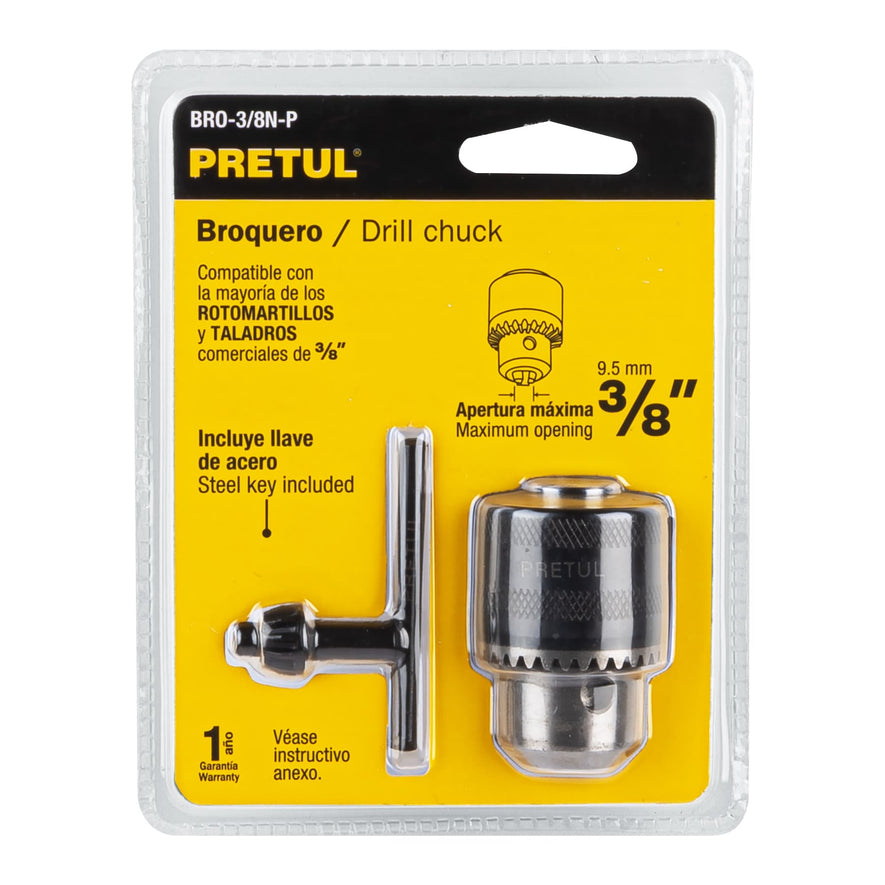 Broquero de 3/8' con llave, PRETUL Caja con 6, 27037