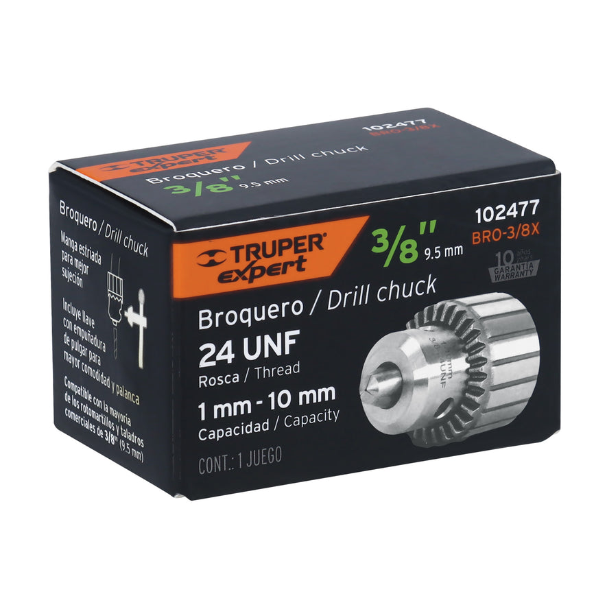 Broquero uso rudo 3/8' con llave, EXPERT Caja con 2, 102477