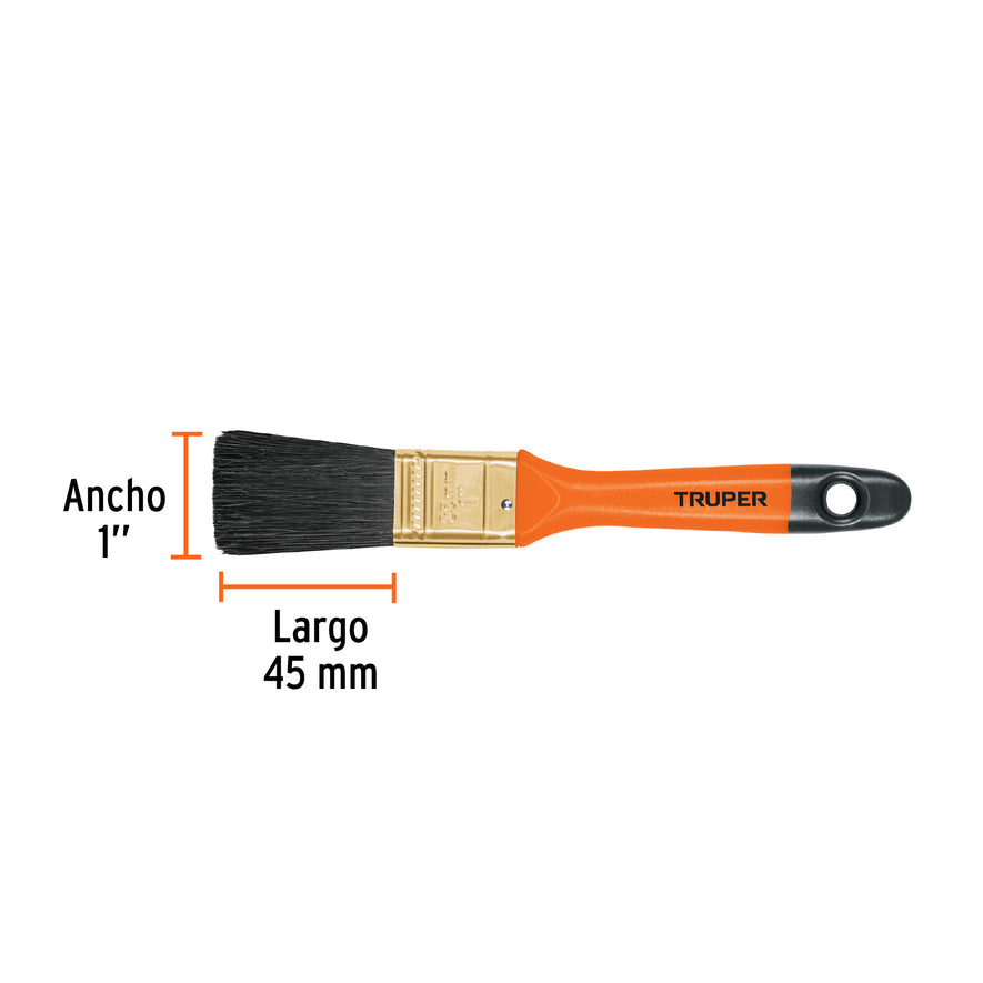 Brocha profesional de 1-1/2' con mango de plástico, Truper Caja con 6, 14482