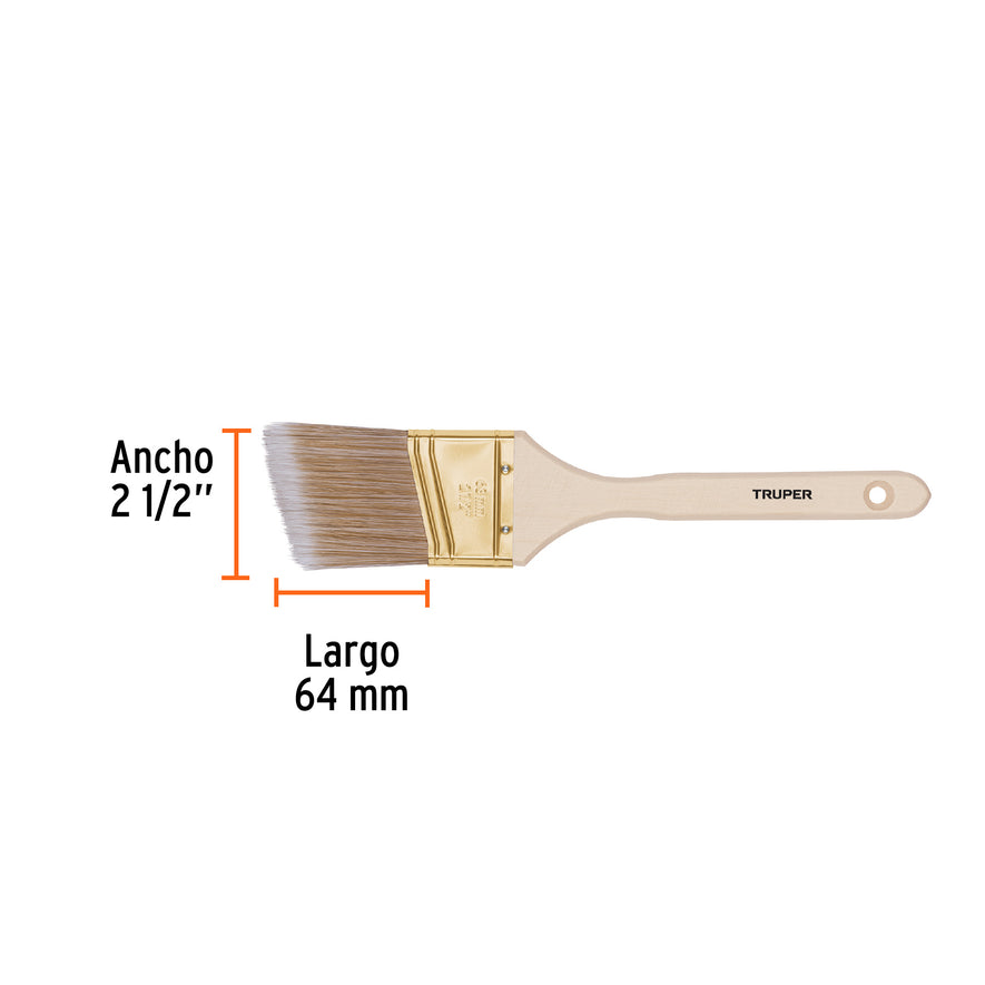 Brocha cerdas sintéticas 2-1/2' corte angular, mango madera Caja con 6, 13340