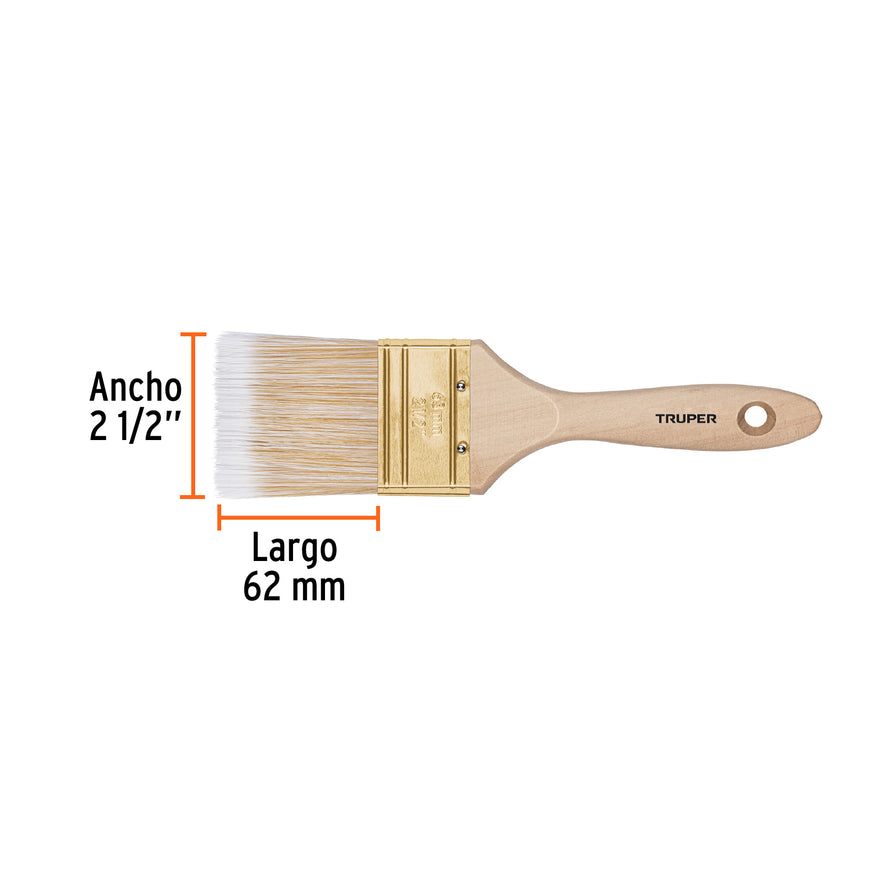 Brocha cerdas sintéticas 2-1/2' corte recto, mango de madera Caja con 6, 13345