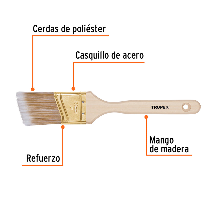 Brocha cerdas sintéticas 2' corte angular, mango de madera Caja con 6, 13339
