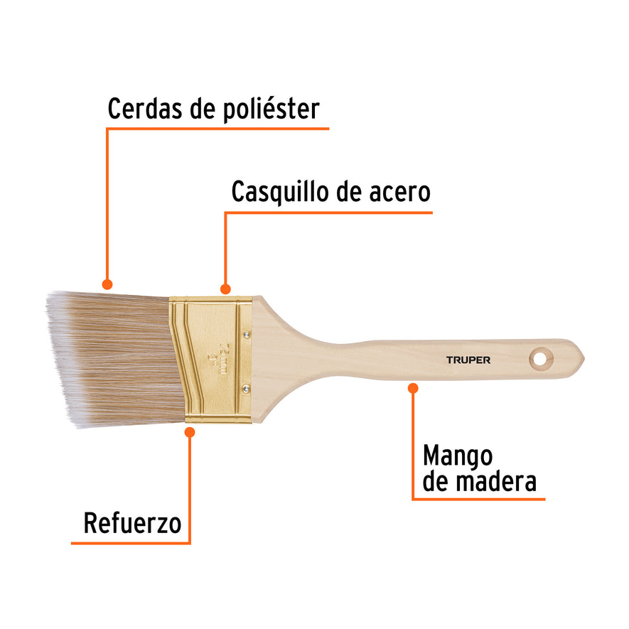 Brocha cerdas sintéticas 3' corte angular, mango de madera Caja con 6, 13341