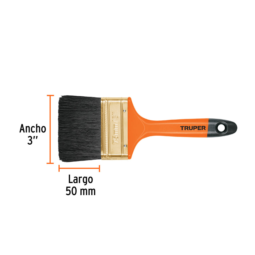 Brocha profesional de 3' con mango de plástico, Truper Caja con 6, 14485