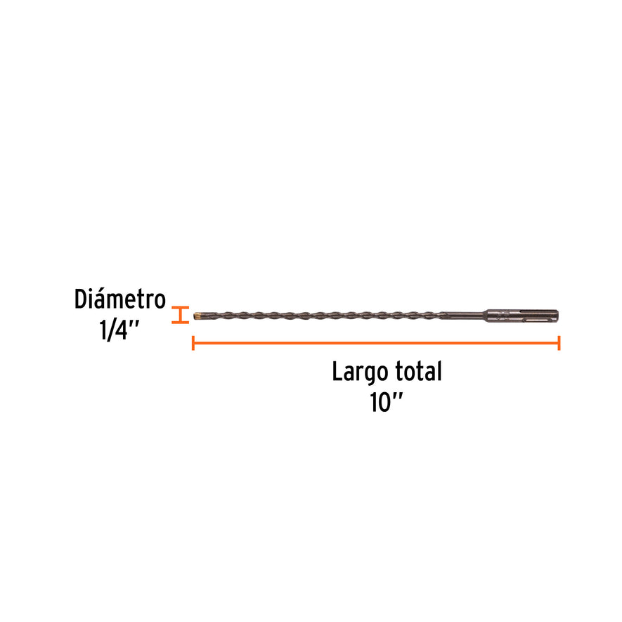 Broca SDS Plus 1/4 x 10', Truper Caja con 5, 11266