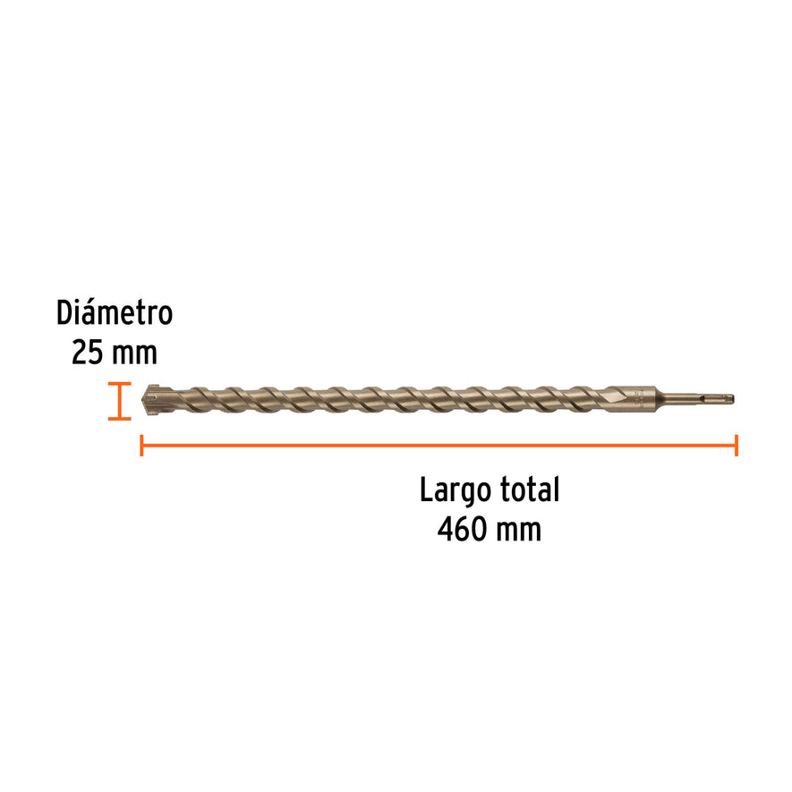 Broca SDS Plus 25 x 460 mm, Truper Caja con 5, 101211