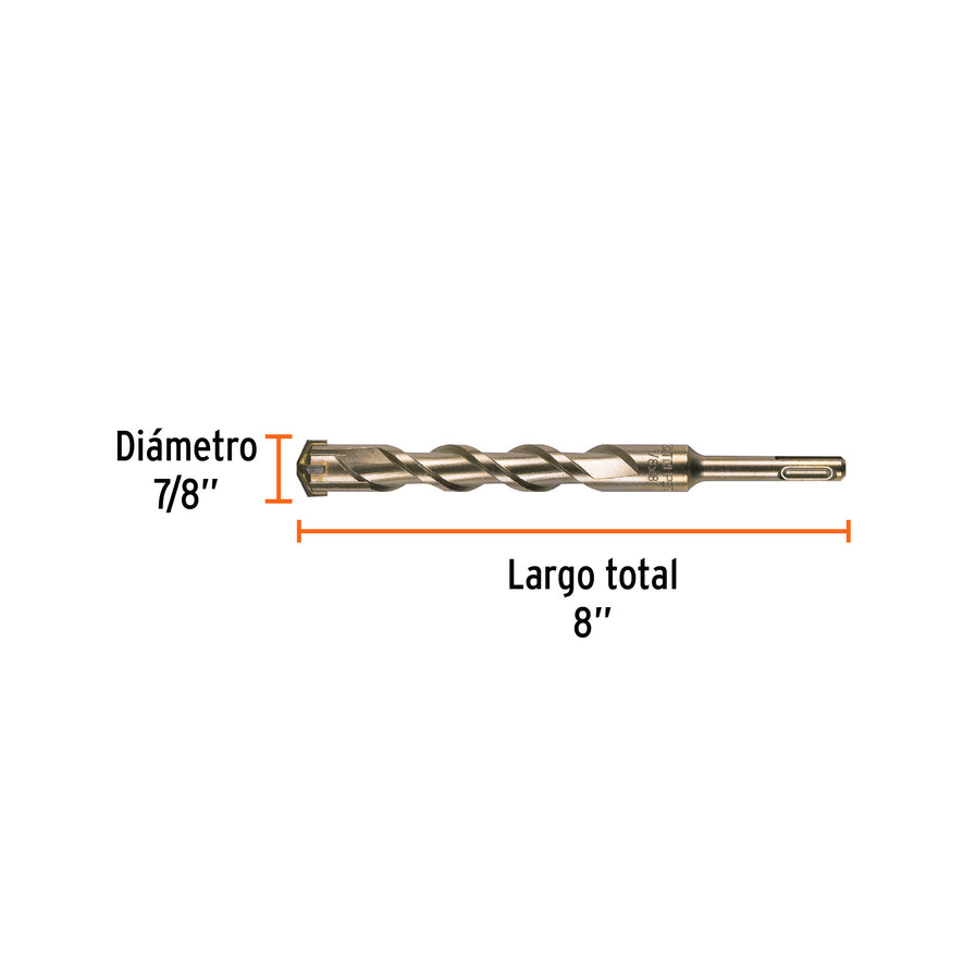 Broca SDS Plus 7/8 x 8', Truper Caja con 5, 11268