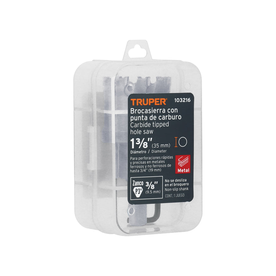 Brocasierra de carburo de tungsteno, 1-3/8', Truper Caja con 10, 103216
