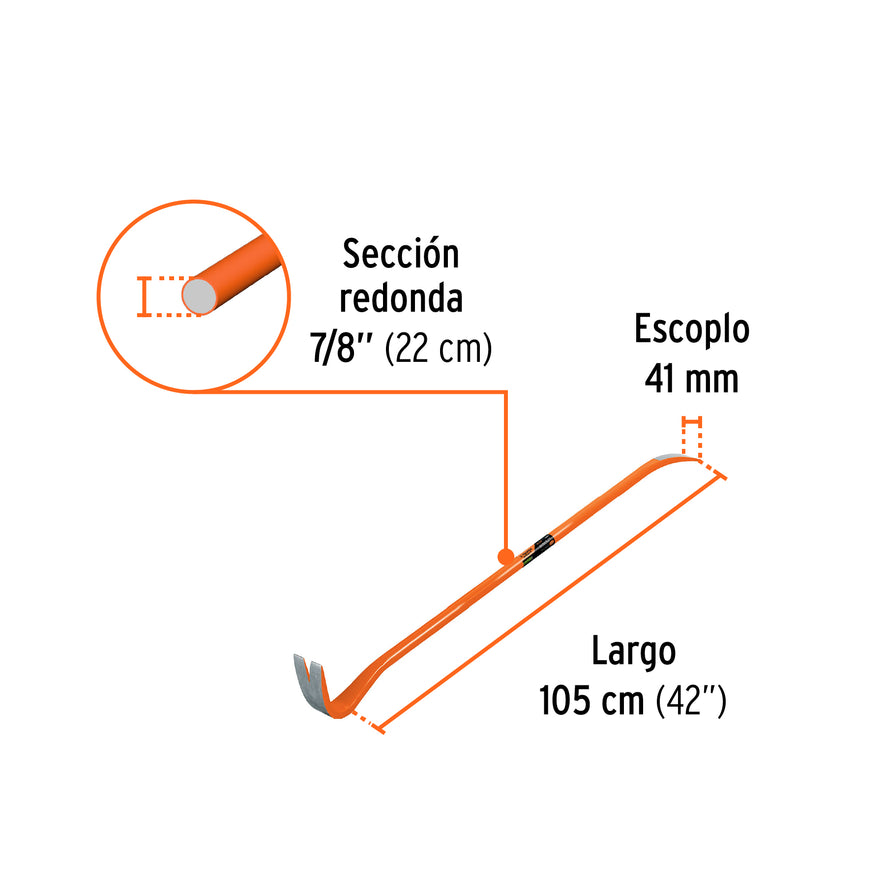 Barreta de uña de 7/8' x 105 cm, Truper Expert Caja con 3, 102672
