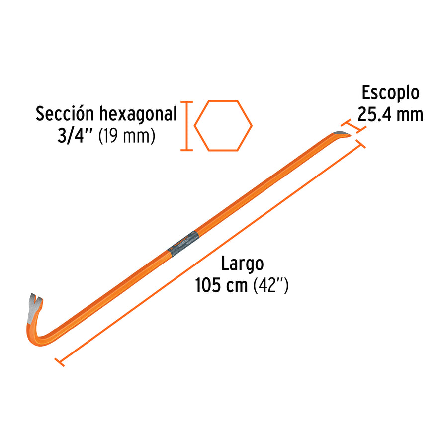 Barreta de uña de 3/4' x 105 cm, Truper Caja con 3, 19633