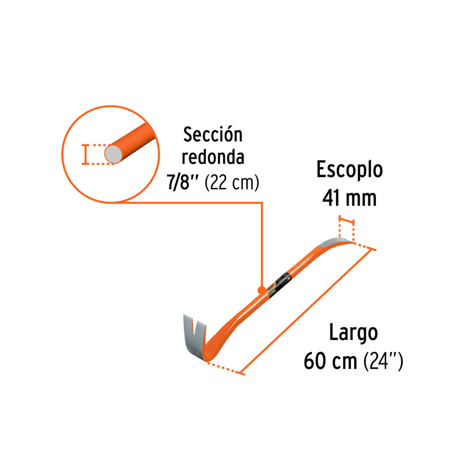 Barreta de uña de 7/8' x 60 cm, Truper Expert Caja con 3, 102649