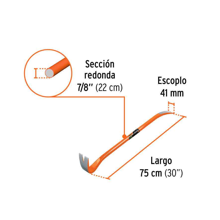 Barreta de uña de 7/8' x 75 cm, Truper Expert Caja con 3, 102670