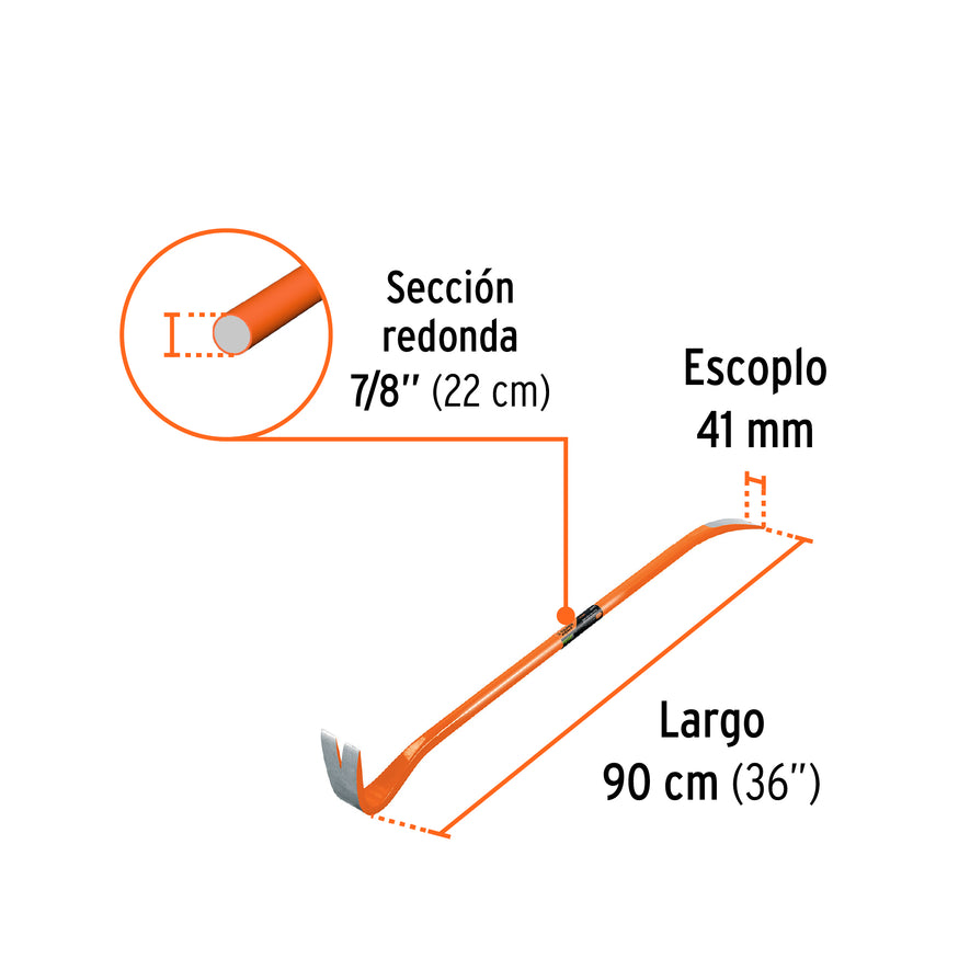 Barreta de uña de 7/8' x 90 cm, Truper Expert Caja con 3, 102671