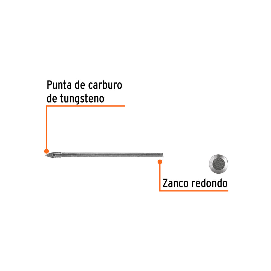 Broca para vidrio y azulejo de 1/8', Truper Caja con 6, 11700