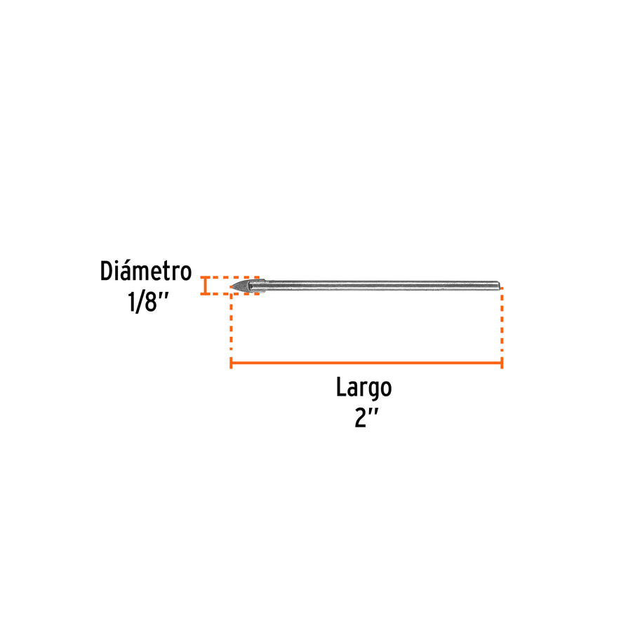 Broca para vidrio y azulejo de 1/8', Truper Caja con 6, 11700