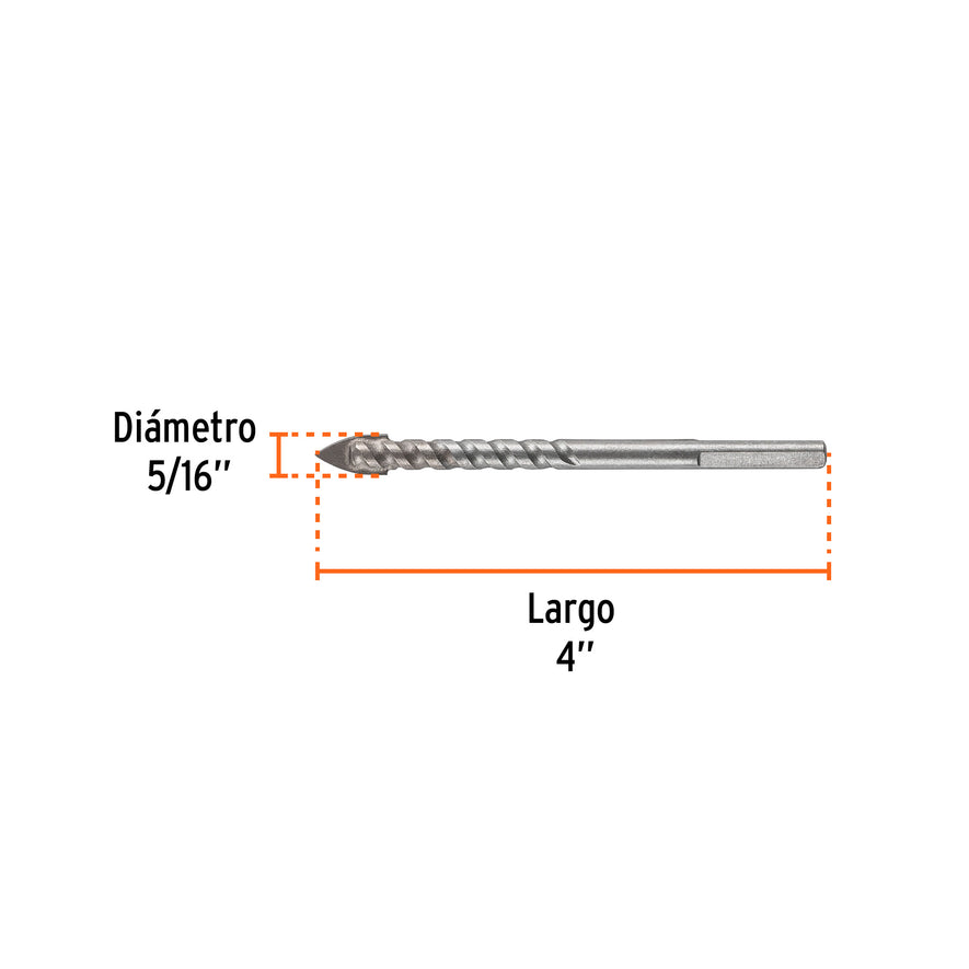 Broca para vidrio y azulejo 5/16', Truper Expert Caja con 6, 101828