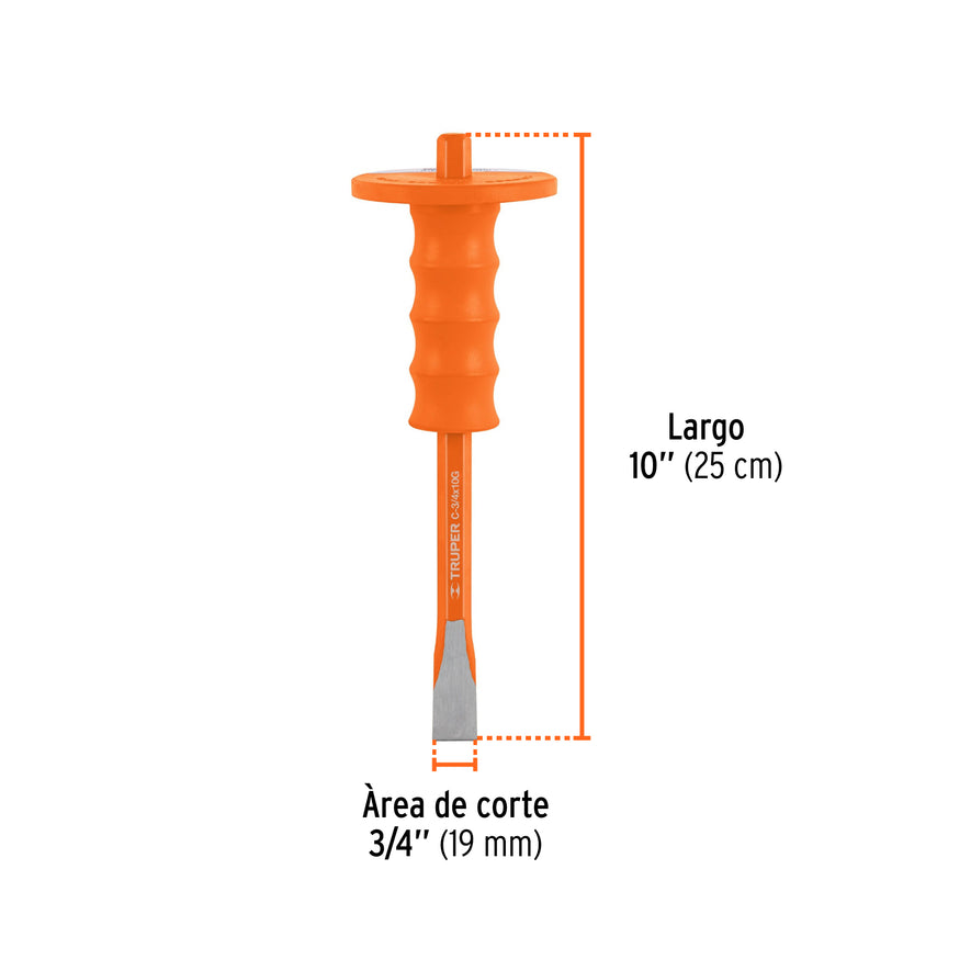 Cincel de corte frío 7/8 X 12' con grip, Truper Caja con 4, 12175