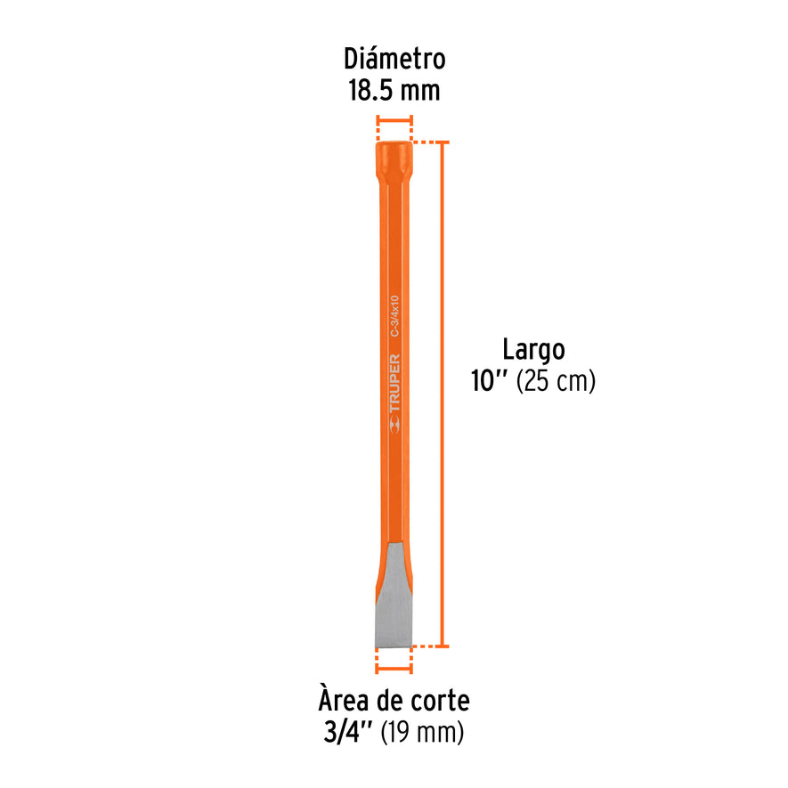 Cincel de corte frío de 3/4 X 10', Truper Caja con 6, 12145