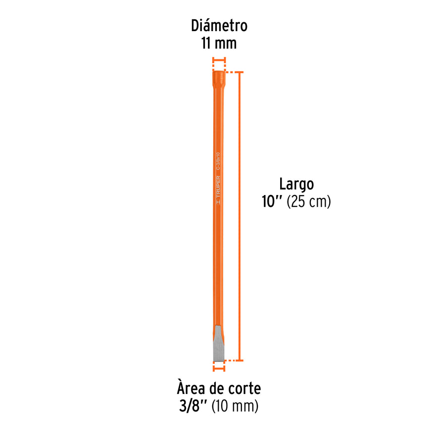 Cincel de corte frío de 3/8 X 10', Truper Caja con 12, 12112