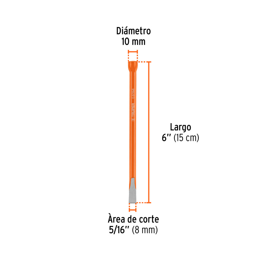 Cincel de corte frío de 5/16 X 6', Truper Caja con 12, 12103