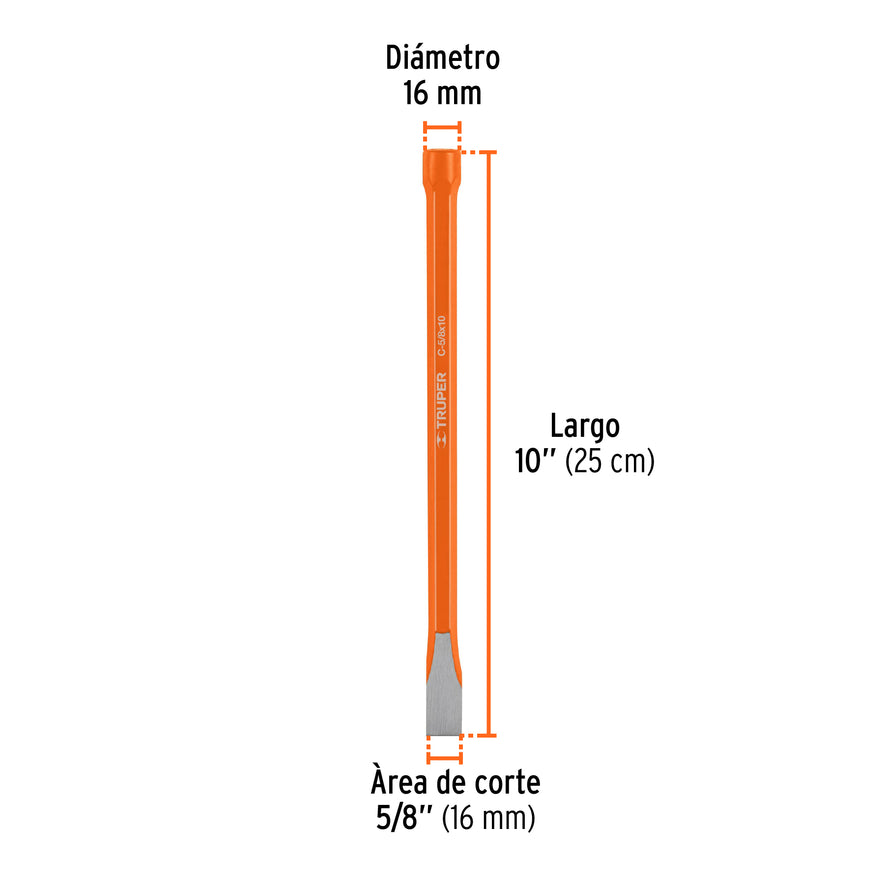 Cincel de corte frío de 5/8 X 10', Truper Caja con 6, 12133