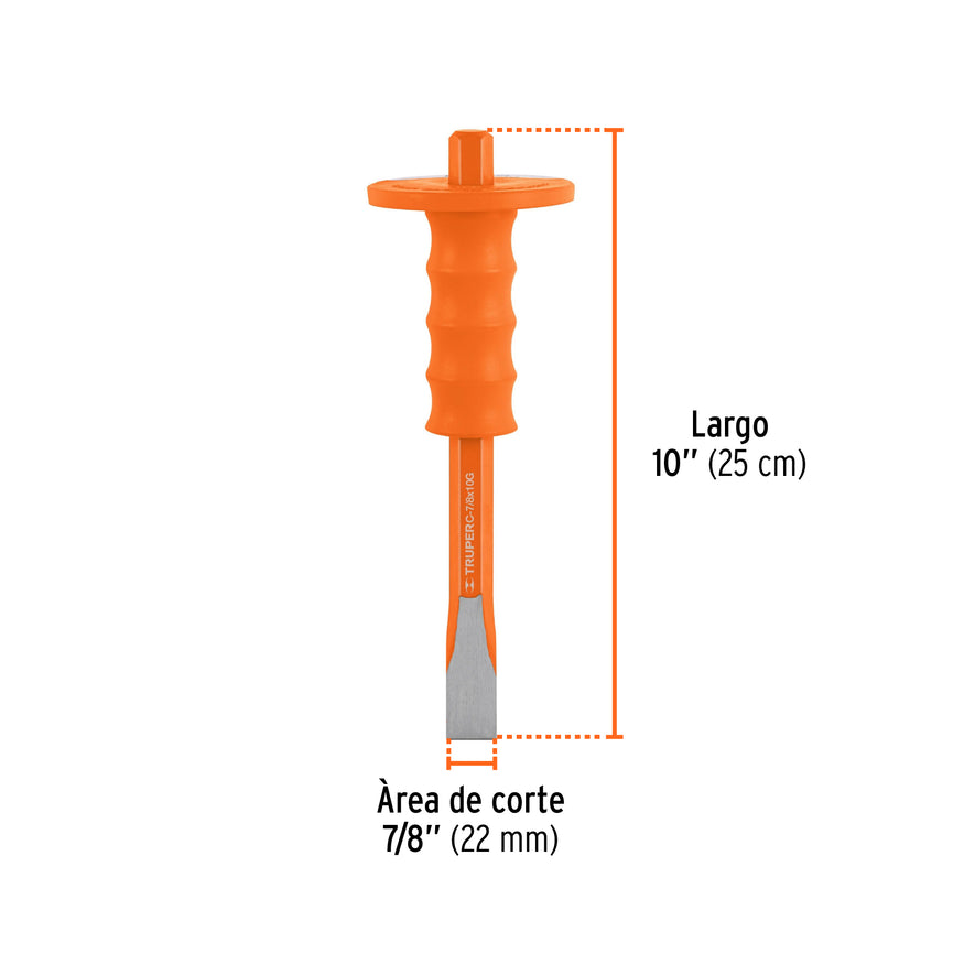 Cincel de corte frío 7/8 x 10' con grip, Truper Caja con 4, 12274
