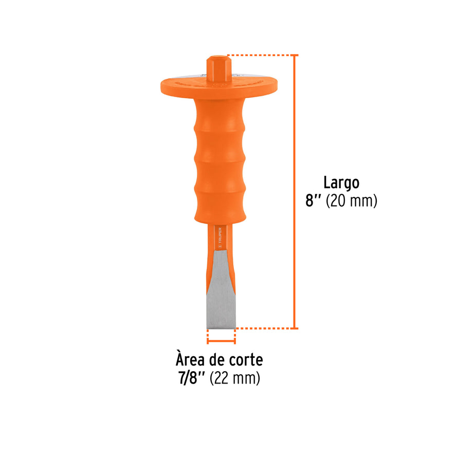 Cincel de corte frío 7/8 x 8' con grip, Truper Caja con 4, 12277