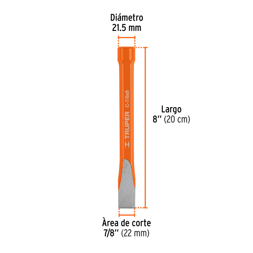 Cincel de corte frío de 7/8 X 8', Truper Caja con 6, 12151