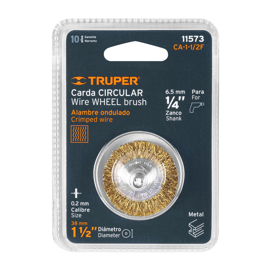 Carda circular 1-1/2' alambre fino para taladro, Truper Caja con 6, 11573