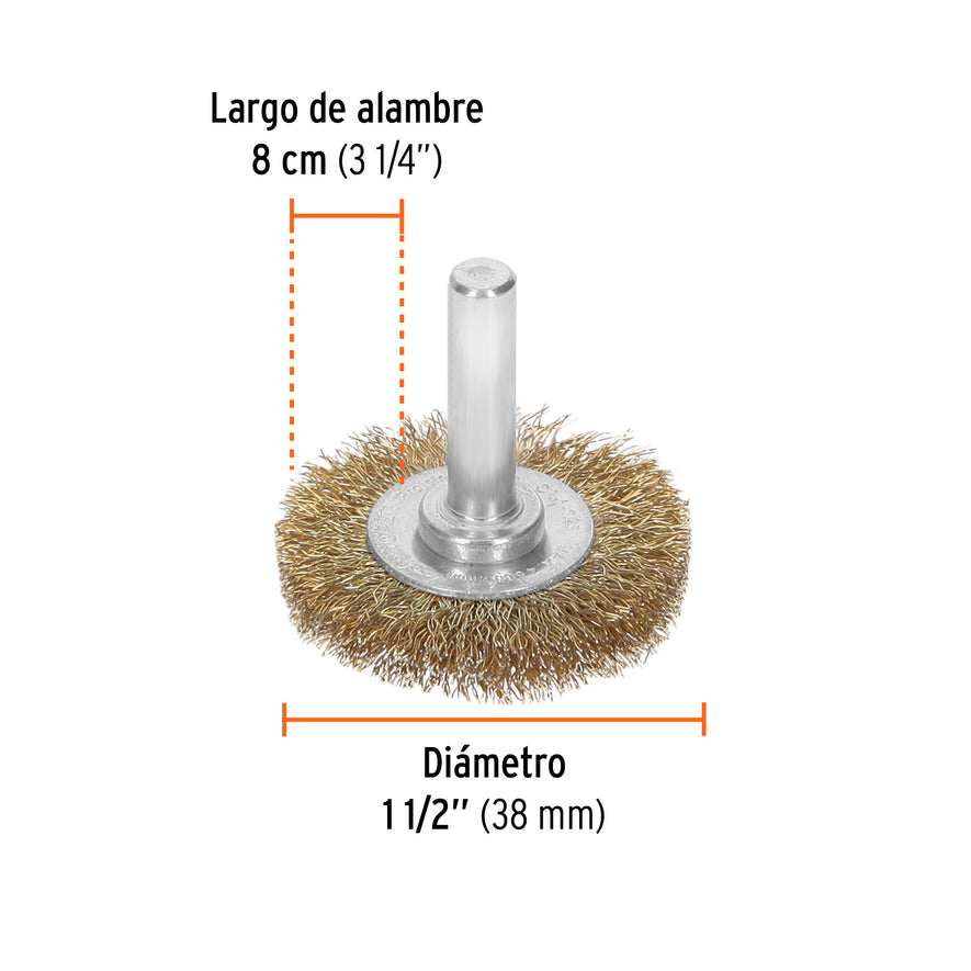 Carda circular 1-1/2' alambre fino para taladro, Truper Caja con 6, 11573