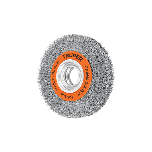 Carda alambre ondulado 6' x 1-1/8' para esmeril, Truper Caja con 4, 11526