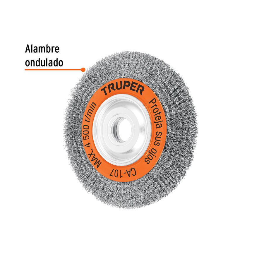 Carda alambre ondulado 8' x 3/4' para esmeril, Truper Caja con 4, 17524