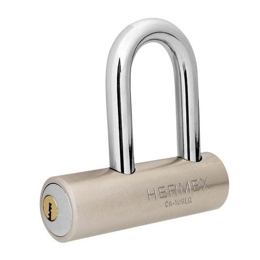 Candado de acero, 109mm, gancho largo, llave de puntos Caja con 3, 43366