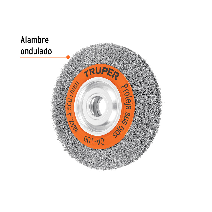 Carda alambre ondulado 8' x 1' para esmeril, Truper Caja con 4, 17526