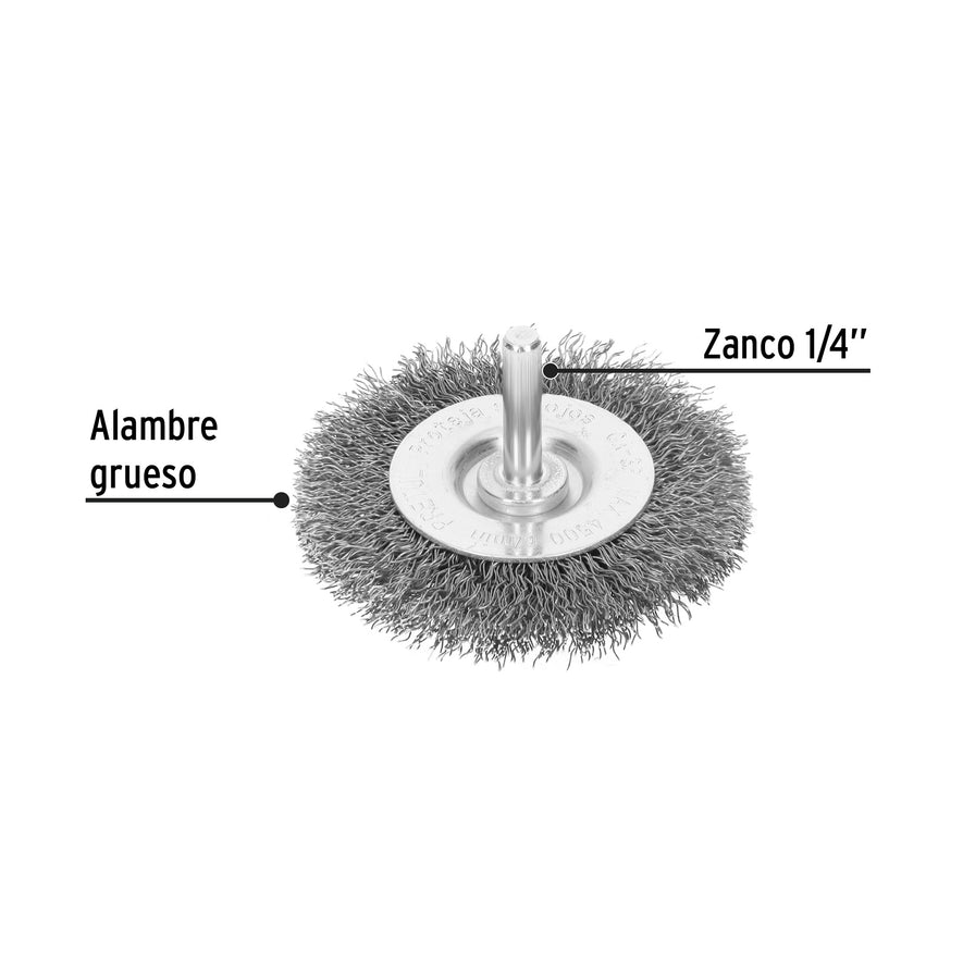 Carda circular 3' alambre grueso para taladro, Pretul Caja con 6, 21003