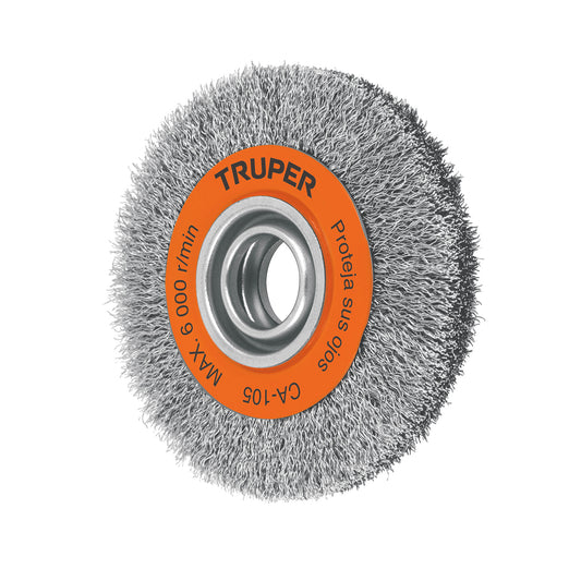 Carda alambre ondulado 6' x 13/16' para esmeril, Truper Caja con 4, 11523