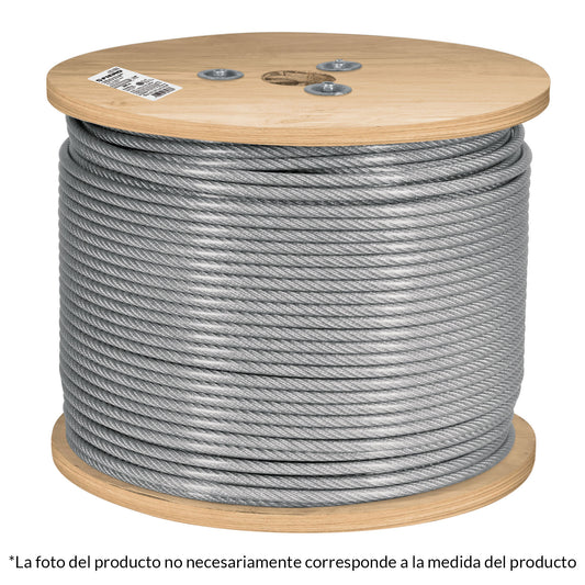Metro de cable rígido 1/16' acero 7x7 recubierto PVC, 300 m Caja con 300, 48804