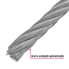 Metro de cable rígido 1/2' de acero 7x7 hilos, 75 m, Fiero Caja con 75, 48815