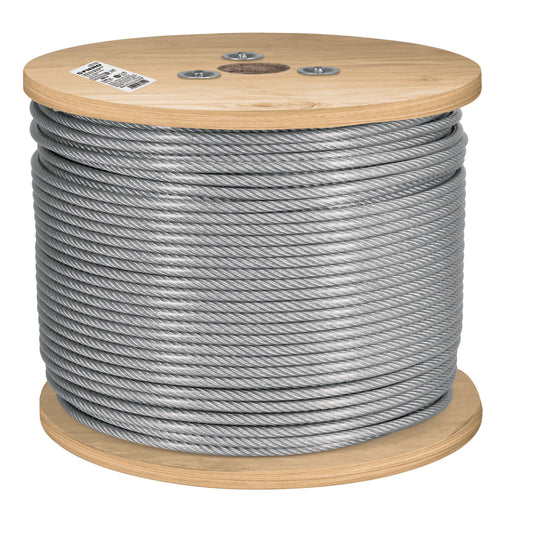 Metro cable flexible 1/4' acero 7x19 recubierto PVC, 300 m Caja con 300, 48812