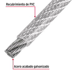 Metro cable flexible 1/4' acero 7x19 recubierto PVC, 300 m Caja con 300, 48812