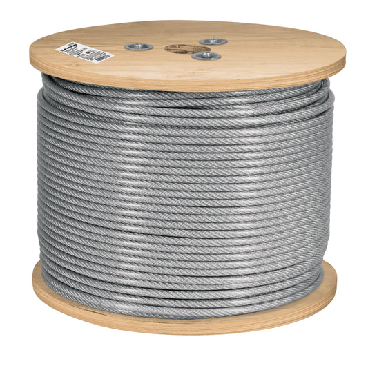 Metro de cable rígido 1/4' acero 7x7 recubierto PVC, 300 m Caja con 300, 48808