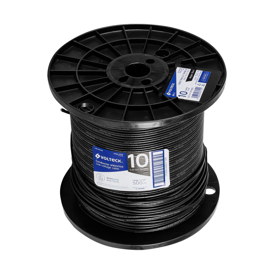 Metro de cable THHW-LS 10 AWG negro en carrete de 500 m Caja con 500, 40118