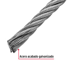 Metro de cable flexible 3/8' de acero 7x19 hilos, 75 m Caja con 75, 48817