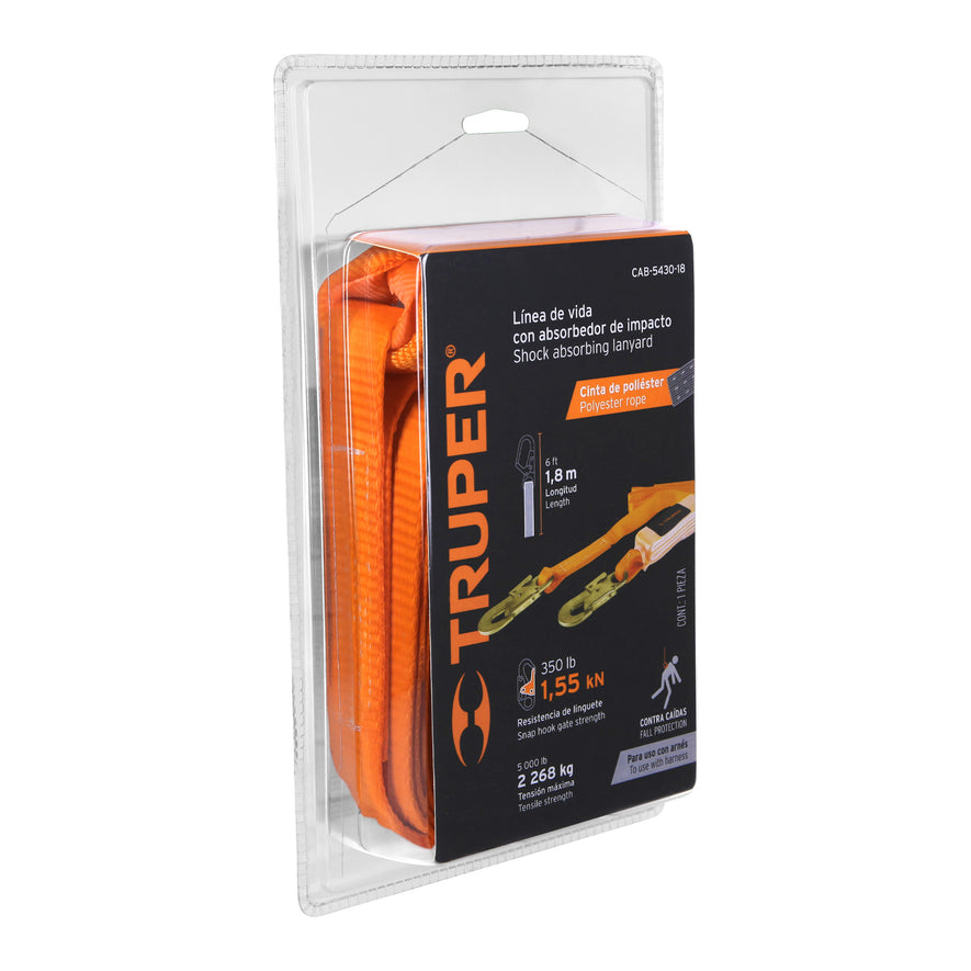 Línea de vida 1.8 m cinta políéster con absorbedor impacto, 14446