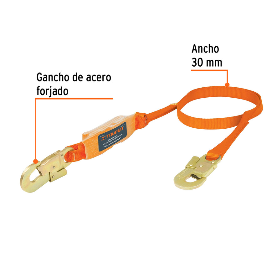 Línea de vida 1.8 m cinta políéster con absorbedor impacto, 14446