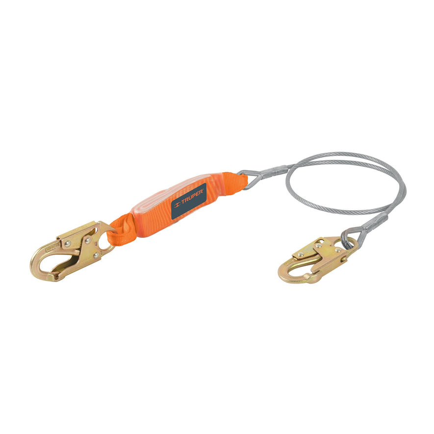 Línea de vida 1.8 m cable de acero, absorbedor impacto, ANSI, 17039